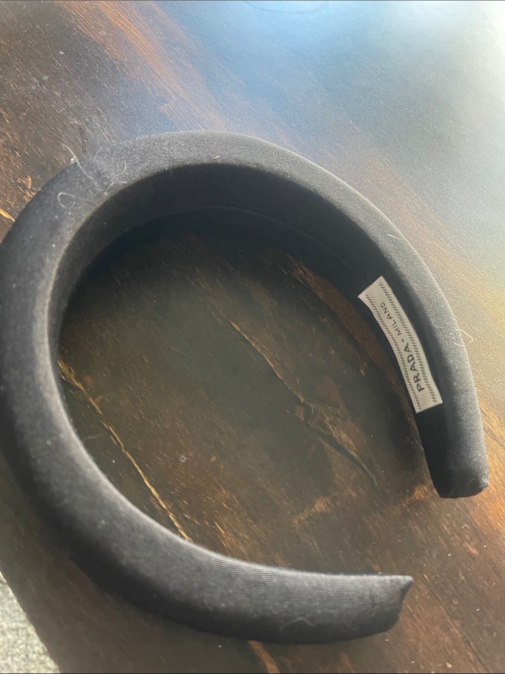 New Prada Black with Gold Triangle Logo headband - Picture 3 of 4